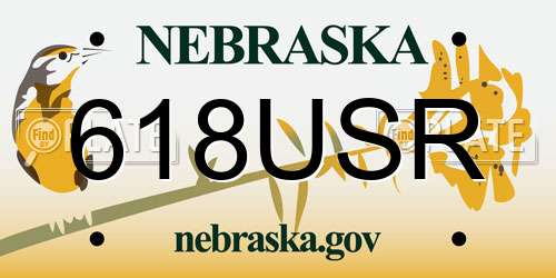 618USR Nebraska License Plate