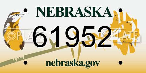 61952 Nebraska License Plate