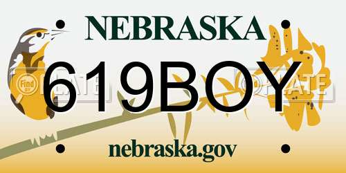 619BOY Nebraska License Plate