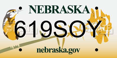 619SOY Nebraska License Plate