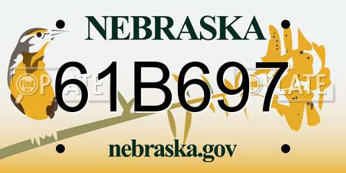 61B697 Nebraska License Plate