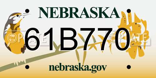 61B770 Nebraska License Plate
