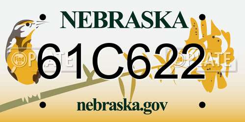 61C622 Nebraska License Plate