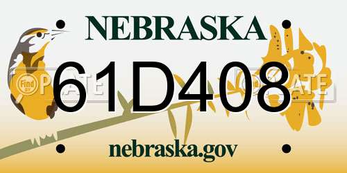 61D408 Nebraska License Plate