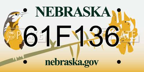 61F136 Nebraska License Plate