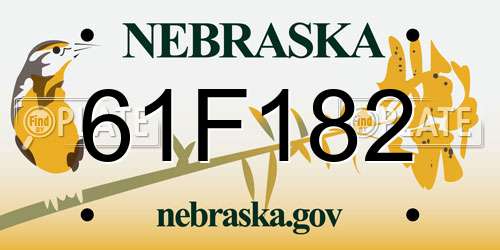 61F182 Nebraska License Plate