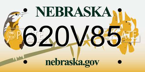 620V85 Nebraska License Plate