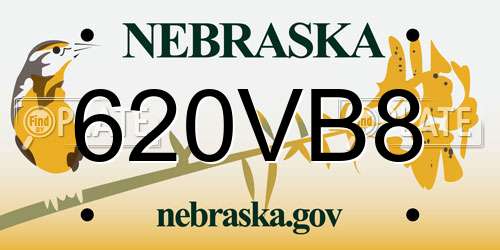 620VB8 Nebraska License Plate