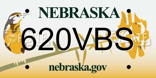 620VBS Nebraska License Plate