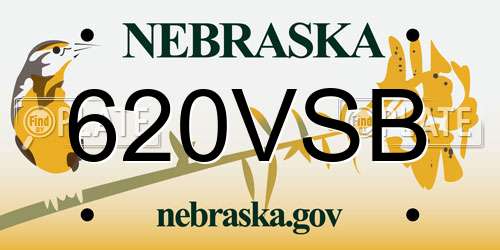 620VSB Nebraska License Plate