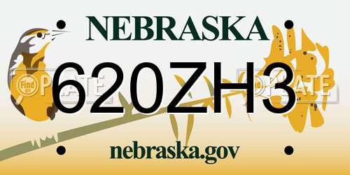 620ZH3 Nebraska License Plate