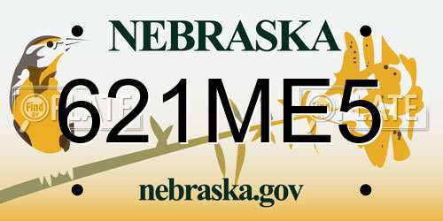 621ME5 Nebraska License Plate