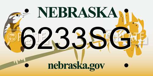6233SG Nebraska License Plate