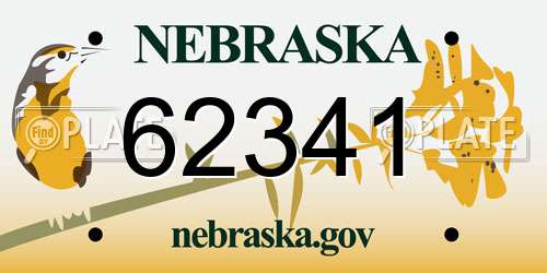 62341 Nebraska License Plate