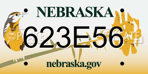 623E56 Nebraska License Plate