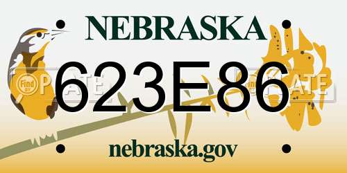 623E86 Nebraska License Plate