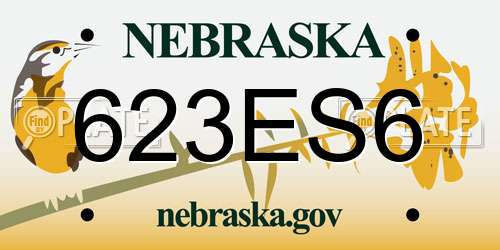 623ES6 Nebraska License Plate