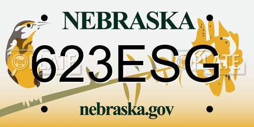 623ESG Nebraska License Plate