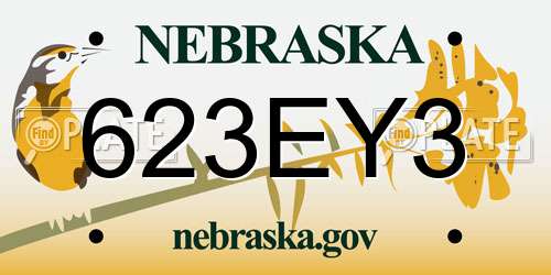 623EY3 Nebraska License Plate