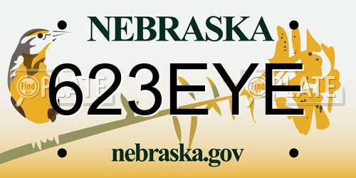 623EYE Nebraska License Plate