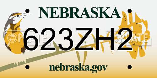 623ZH2 Nebraska License Plate