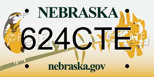 624CTE Nebraska License Plate