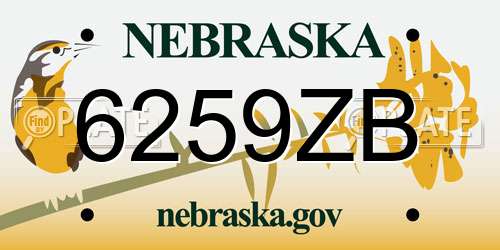 6259ZB Nebraska License Plate