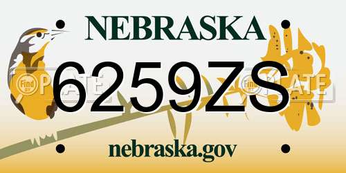 6259ZS Nebraska License Plate