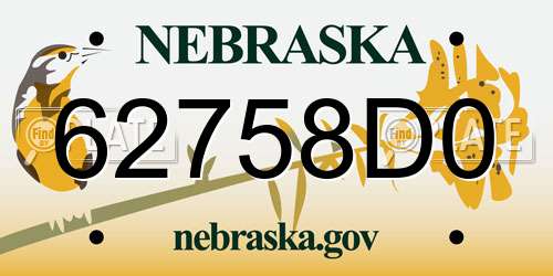 62758D0 Nebraska License Plate