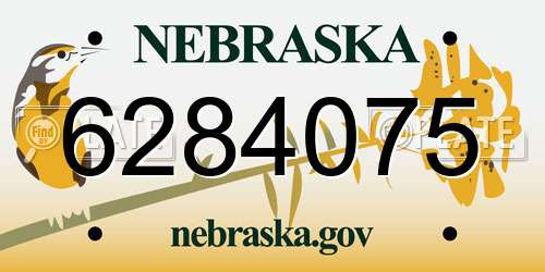 6284075 Nebraska License Plate