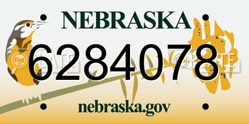 6284078 Nebraska License Plate