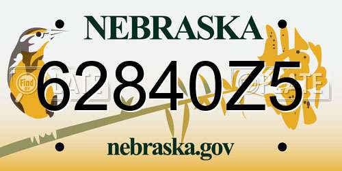 62840Z5 Nebraska License Plate