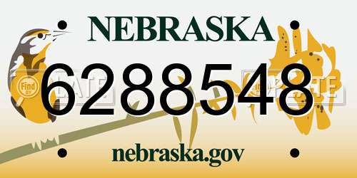 6288548 Nebraska License Plate