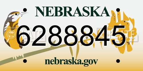 6288845 Nebraska License Plate