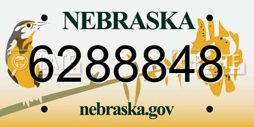 6288848 Nebraska License Plate