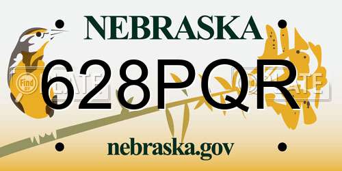 628PQR Nebraska License Plate