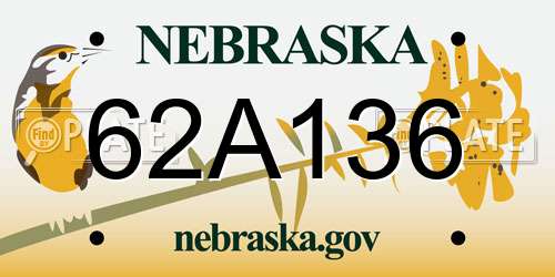 62A136 Nebraska License Plate