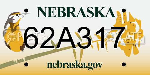 62A317 Nebraska License Plate