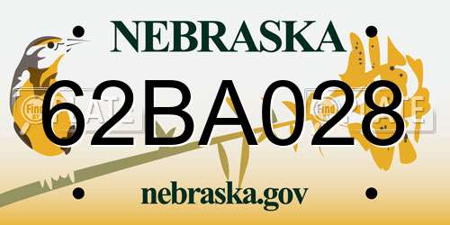 62BA028 Nebraska License Plate