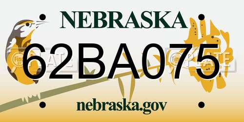 62BA075 Nebraska License Plate