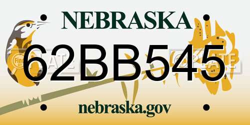62BB545 Nebraska License Plate