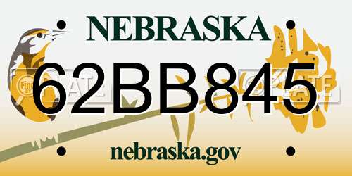 62BB845 Nebraska License Plate