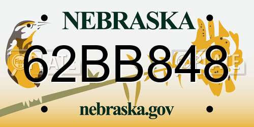 62BB848 Nebraska License Plate