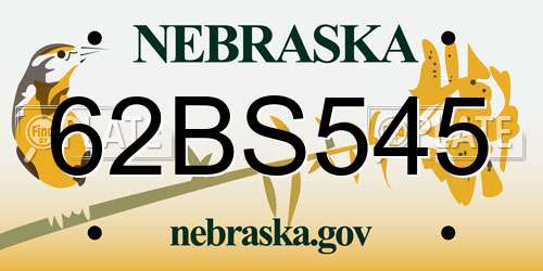 62BS545 Nebraska License Plate
