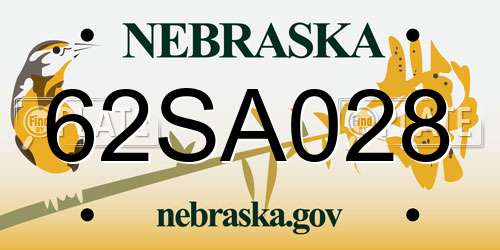 62SA028 Nebraska License Plate