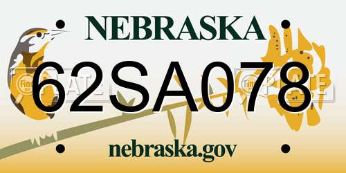 62SA078 Nebraska License Plate