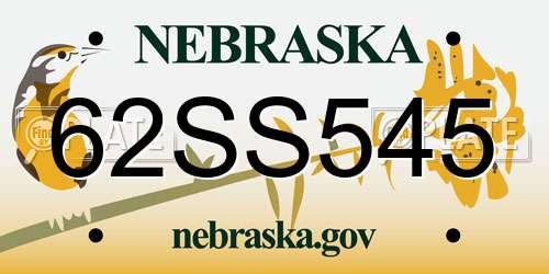 62SS545 Nebraska License Plate