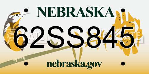 62SS845 Nebraska License Plate