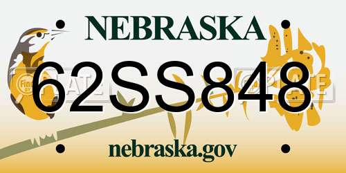 62SS848 Nebraska License Plate