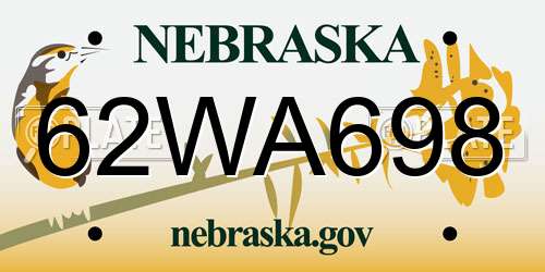 62WA698 Nebraska License Plate